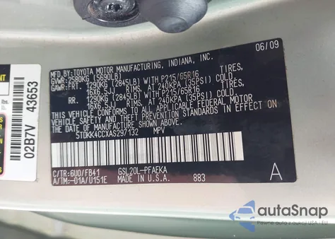 2010 Toyota Sienna Ce from USA, damaged, VIN 5TDKK4CCXAS297132